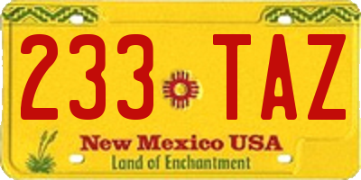 NM license plate 233TAZ
