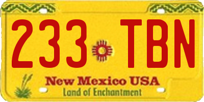 NM license plate 233TBN