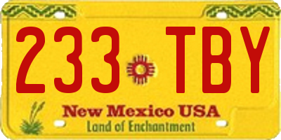 NM license plate 233TBY
