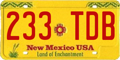 NM license plate 233TDB