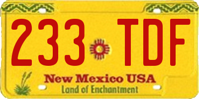 NM license plate 233TDF