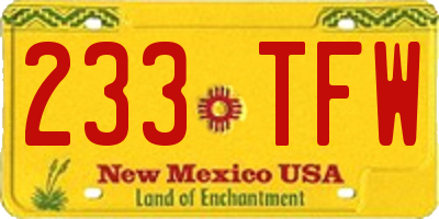NM license plate 233TFW