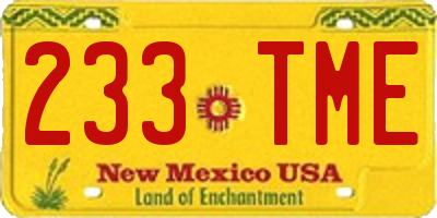 NM license plate 233TME