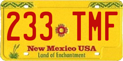 NM license plate 233TMF