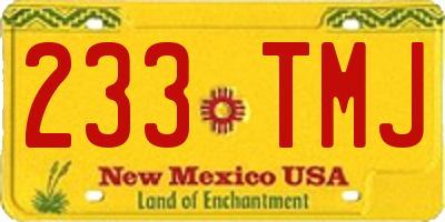 NM license plate 233TMJ