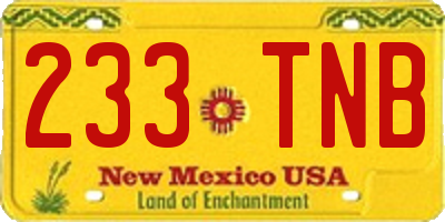 NM license plate 233TNB