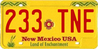 NM license plate 233TNE
