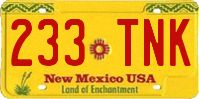 NM license plate 233TNK