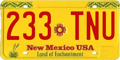 NM license plate 233TNU