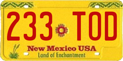NM license plate 233TOD