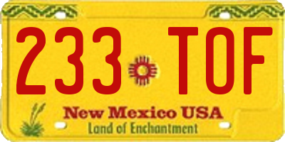 NM license plate 233TOF