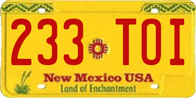 NM license plate 233TOI