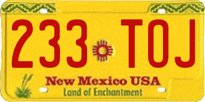 NM license plate 233TOJ