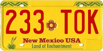 NM license plate 233TOK