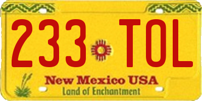 NM license plate 233TOL