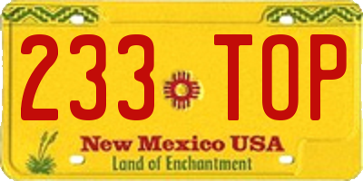 NM license plate 233TOP