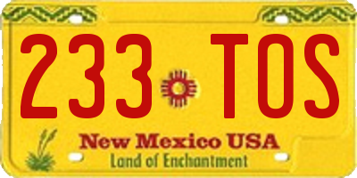 NM license plate 233TOS