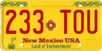 NM license plate 233TOU