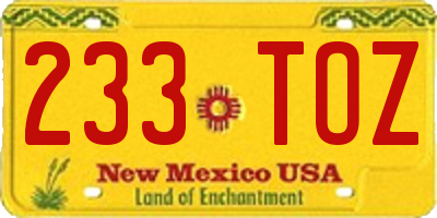 NM license plate 233TOZ