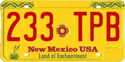 NM license plate 233TPB
