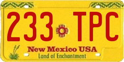 NM license plate 233TPC