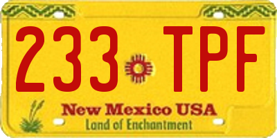NM license plate 233TPF