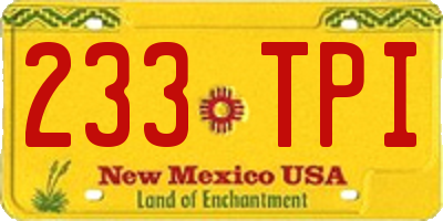 NM license plate 233TPI