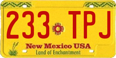 NM license plate 233TPJ