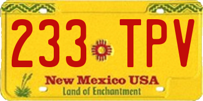 NM license plate 233TPV