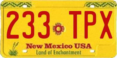 NM license plate 233TPX