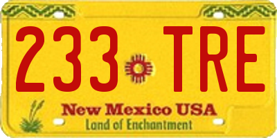NM license plate 233TRE