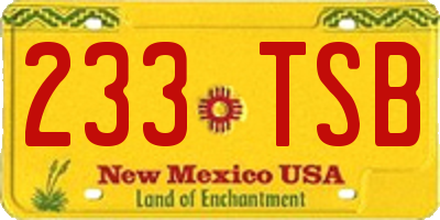 NM license plate 233TSB