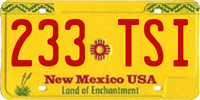 NM license plate 233TSI