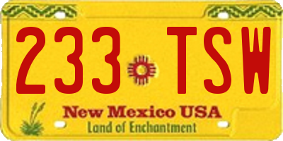 NM license plate 233TSW