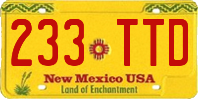 NM license plate 233TTD