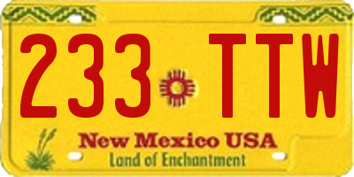 NM license plate 233TTW