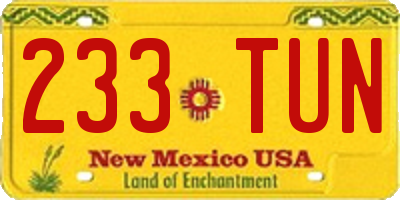 NM license plate 233TUN