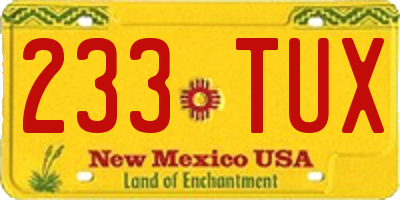 NM license plate 233TUX