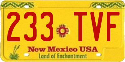 NM license plate 233TVF