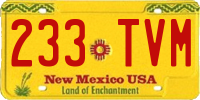 NM license plate 233TVM