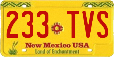 NM license plate 233TVS
