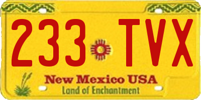 NM license plate 233TVX