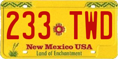 NM license plate 233TWD