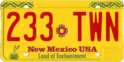 NM license plate 233TWN