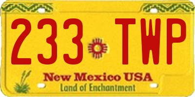 NM license plate 233TWP