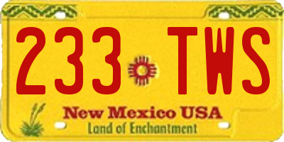 NM license plate 233TWS
