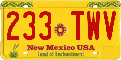 NM license plate 233TWV