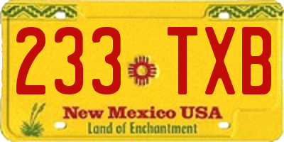 NM license plate 233TXB