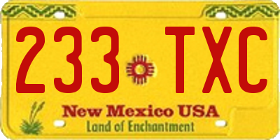 NM license plate 233TXC
