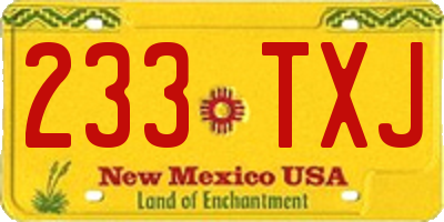 NM license plate 233TXJ